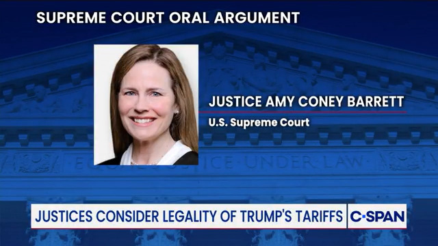 Justice Barrett asks if "Regulate" means power to tariff. While U.S. Solicitor General D. John Sauer responds, Justice Sotomayor: "Could you just answer the justice's question?" Barrett: "Can you identify any statute that used that phrase...?"