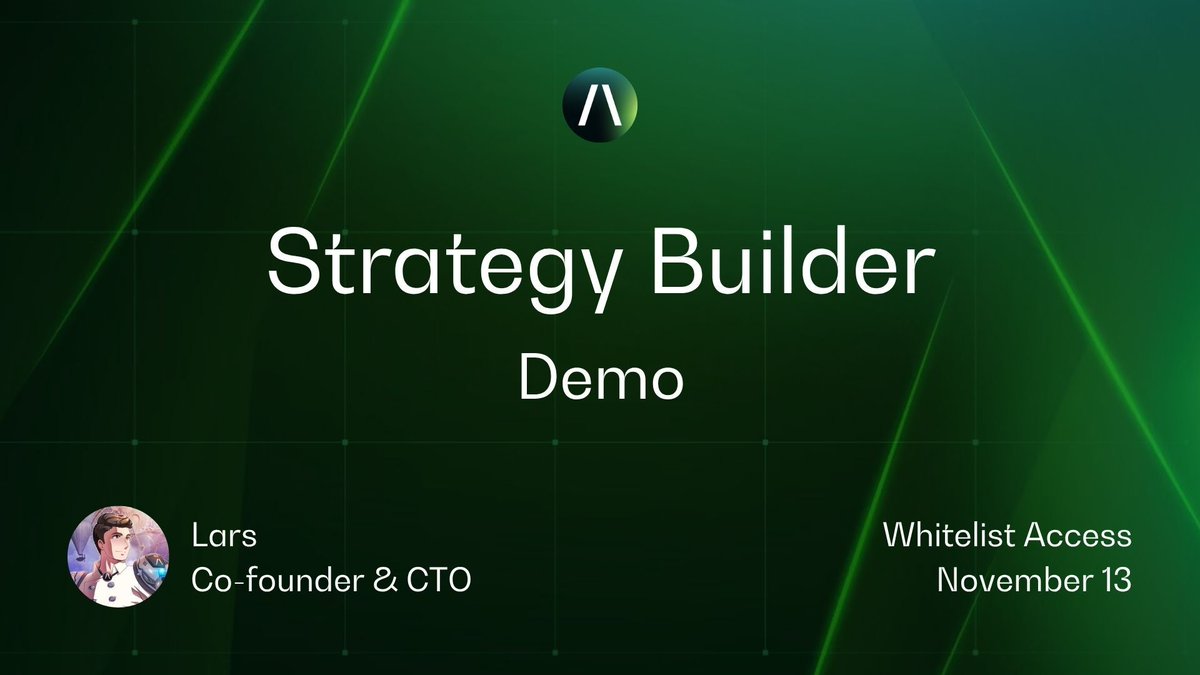 The Kitchen is now called the Strategy Builder, Cooks are now Builders /\ We invite everyone to see our very own CTO Lars 🛠️🪙 showcase the power of the Strategy Builder, as we prepare to whitelist all waitlist applicants.