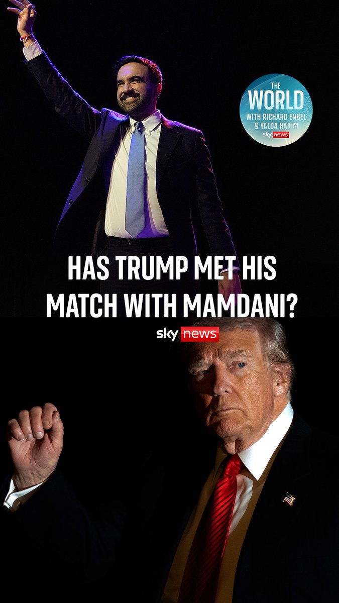 "A titanic clash for the ages". Has Trump met his match with Mamdani? Yalda Hakim and Dominic Waghorn discuss 34-year-old Zohran Mamdani's win in the New York Mayor's race. Trump is also watching - but how will he react? Full episode here 👉
