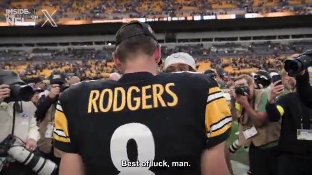 LEGEND: Many #Colts star players asked for #Steelers quarterback Aaron Rodgers jersey after the game this week. Indy star Jonathan Taylor literally begged Rodgers for his jersey: “I missed you in New York. I missed you in Green Bay. But I need this, man.”