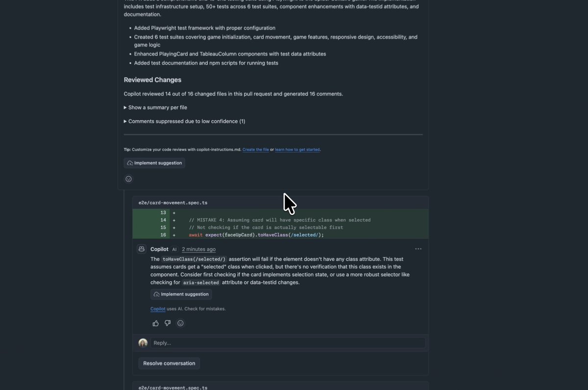 Agentic features in Copilot code review conduct context-aware reviews with tool calling, security integration, and the ability to hand off suggestions directly to the coding agent for implementation. ๐ค Available in all major editors while you code.