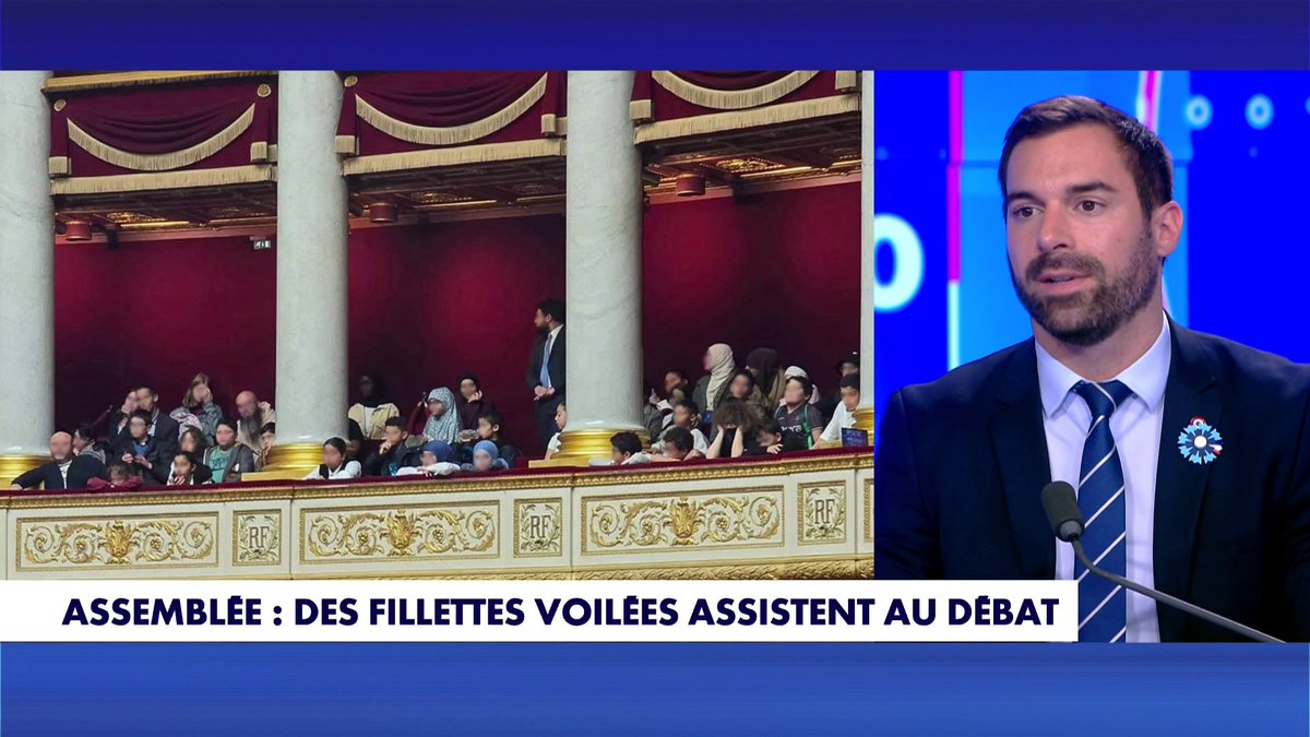 Pour Julien Odoul, député RN de l’Yonne, la présence de fillettes voilées à l’Assemblée nationale représente «une provocation absolue», dans 100% Politique