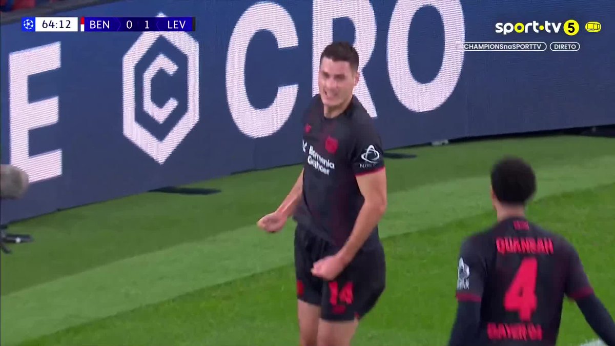 Patrik Schick à segunda a abrir o marcador na Luz. #sporttvportugal #CHAMPIONSnaSPORTTV #UEFAChampionsLeague #SLBenfica #Leverkusen