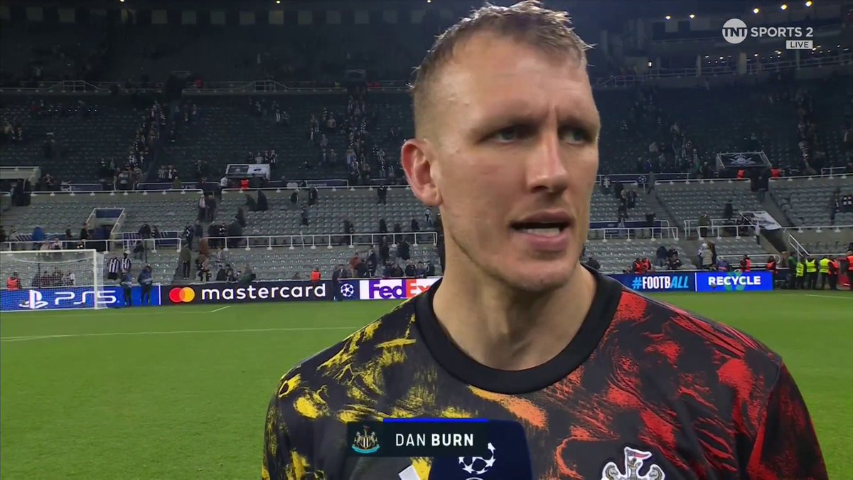 "I've been due one for a while" Dan Burn reflects on his stunning header to open the scoring against Athletic Club... 🎙️ Emma Dodds 📺 TNT Sports &amp; discovery+ UK
