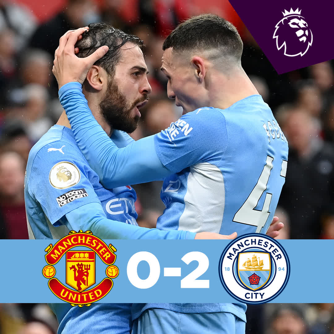 #OnThisDay: Manchester United 0-2 #ManCity [2021] ⚽️ [7’ OG] Eric Bailly ⚽️ [45'] Bernardo Silva