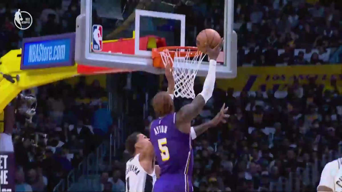 Wemby almost falls and still gets the block 🚫 Watch Spurs-Lakers now on ESPN and the ESPN App 🍿