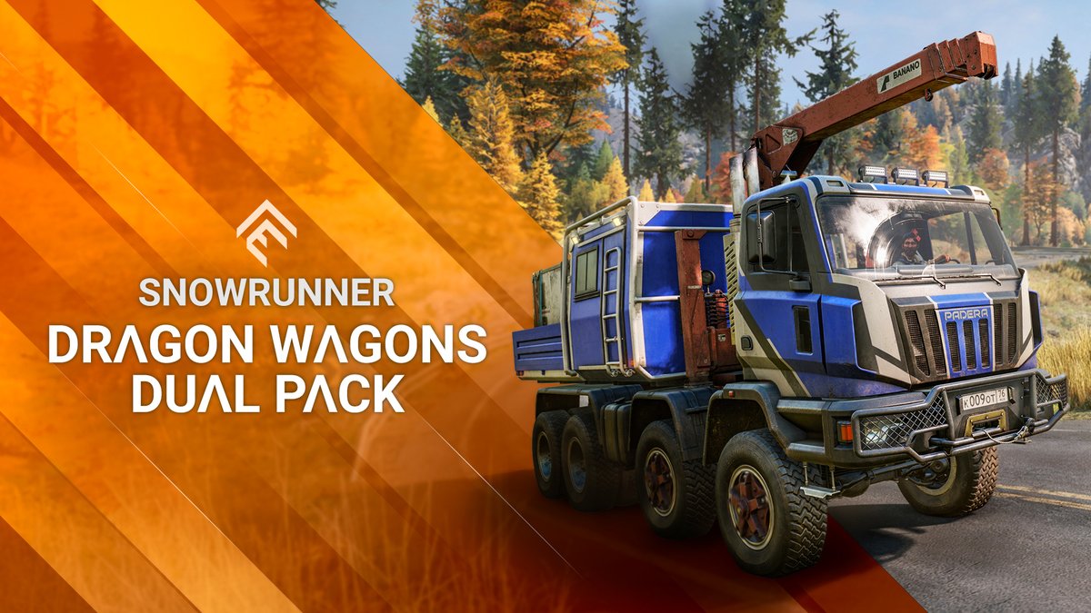 The #SnowRunner Dragon Wagons Dual Pack is out! 🚛🐉 Take these two new trucks for a spin: the Heavy-class Avenhorn A15 and the Heavy-Duty Padera STD-4, with unique add-ons. Available here: