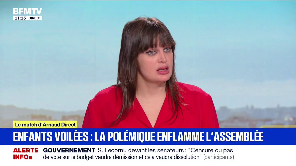 💬"J'ai honte de cette polémique" ➡️ Alma Dufour (LFI) réagit à la controverse autour de la présence de jeunes filles voilées à l'Assemblée nationale