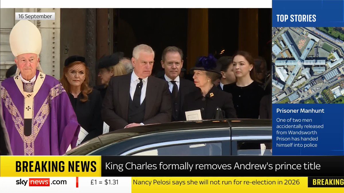 BREAKING: King Charles has now formally removed Andrew's 'prince' title alongside his HRH style 📺 Sky 501, Virgin 602, Freeview 233 and YouTube