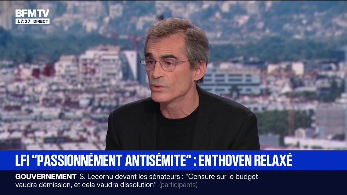 🗨️“C’est un moyen d’intimidation qui disparaît” ➡️Raphaël Enthoven réagit à sa relaxe après avoir qualifié LFI de "passionnément antisémite"
