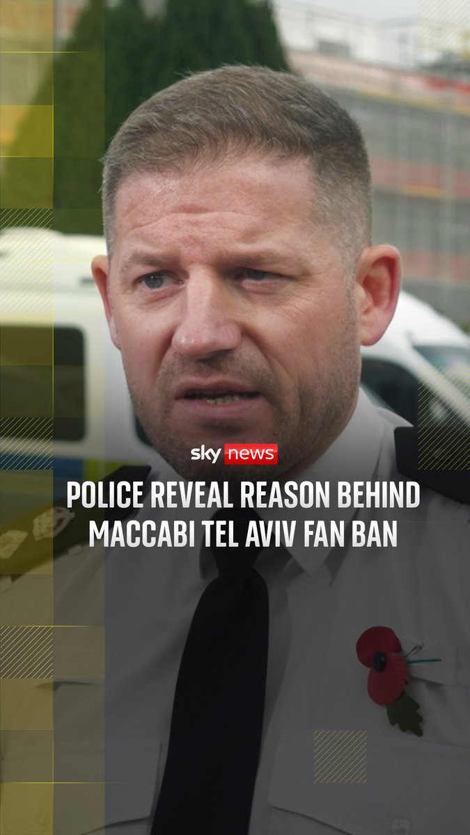 West Midlands Police tell Sky's Rob Harris that a section of Maccabi Tel Aviv's supporters engaging in 'significant levels of hooliganism' are to blame for the decision to ban them from an away game against Aston Villa. Full story 🔗