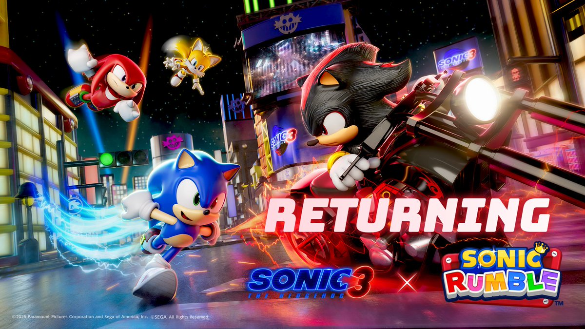 He’s back ⚡ The Sonic Movie 3 crossover event is live! Defend Shibuya Crossing, unlock Movie Shadow, and discover the new Neon Suit Silver in the Red Star Ring Shop.
