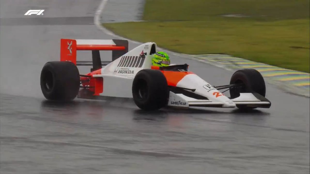 The roars rang out around Interlagos when Lewis Hamilton took Ayrton Senna's McLaren MP4/5B for a spin 12 months ago 💚💛 #F1 #BrazilGP
