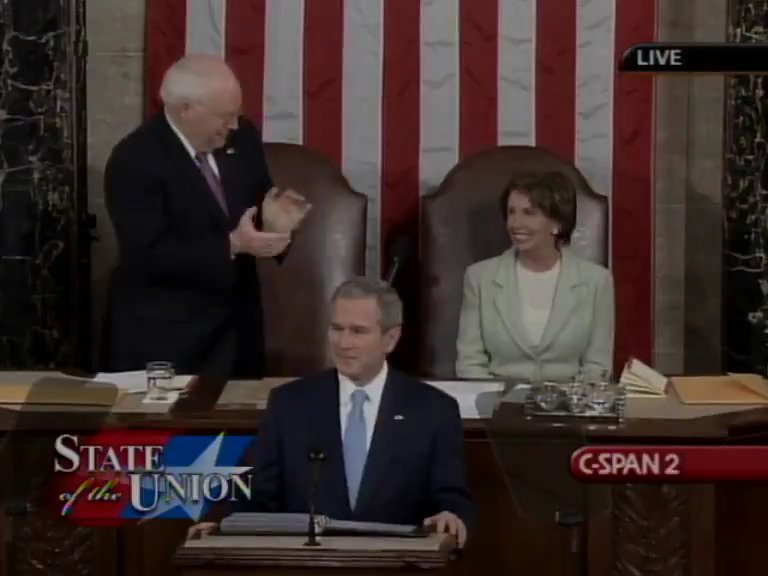 President George W. Bush 2007 State of the Union Address: "Thank you very much. And tonight, I have a high privilege and distinct honor of my own -- as the first President to begin the State of the Union message with these words: Madam Speaker."