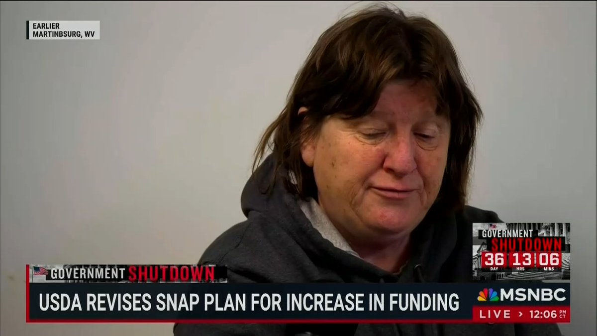 SNAP recipient: There's 5 of us in the household right now. My mom gets Social Security disability, my oldest son works DoorDash, and I was working in a warehouse. My mom gets $25 in food stamps a month. There's shortage everywhere for everybody. We try to help, like what we don't eat we pass on to another family member. But how do you get off the system when there's no jobs available right now?