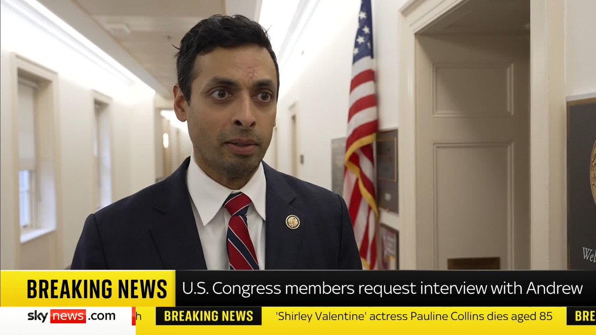 US congressman Rep. Suhas Subramanyam (VA-10), who signed a letter to Andrew requesting an interview about his links to Jeffrey Epstein, tells David Blevins that the former prince 'doesn't have to respond' but should to 'do right by the victims'. 📺 Sky 501