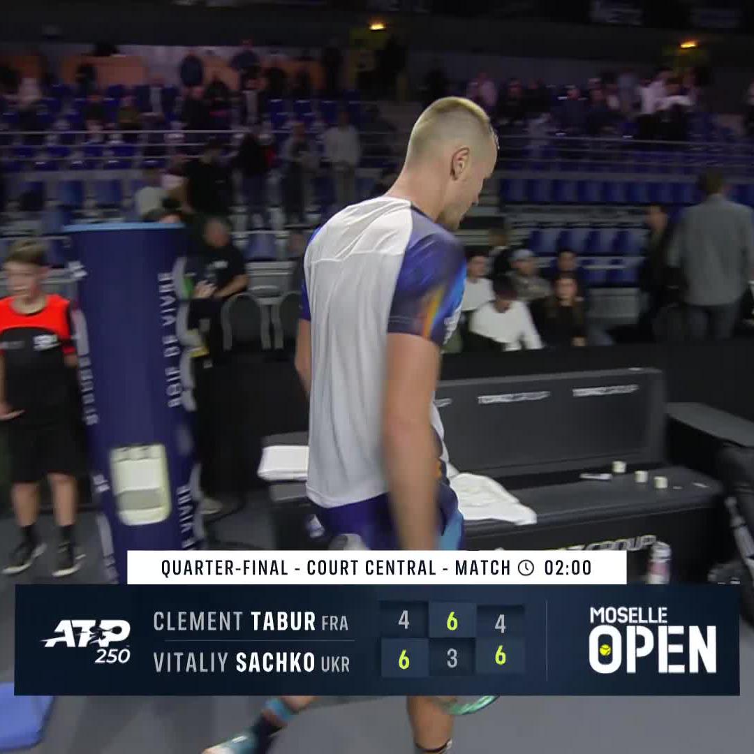 1st Ukrainian in an ATP Tour SF since 2017 ๐บ๐ฆ Vitaliy Sachko avenges his qualifying loss and outlasts Clement Tabur 6-4 3-6 6-4 to reach the last 4! ๐ช Moselle Open
