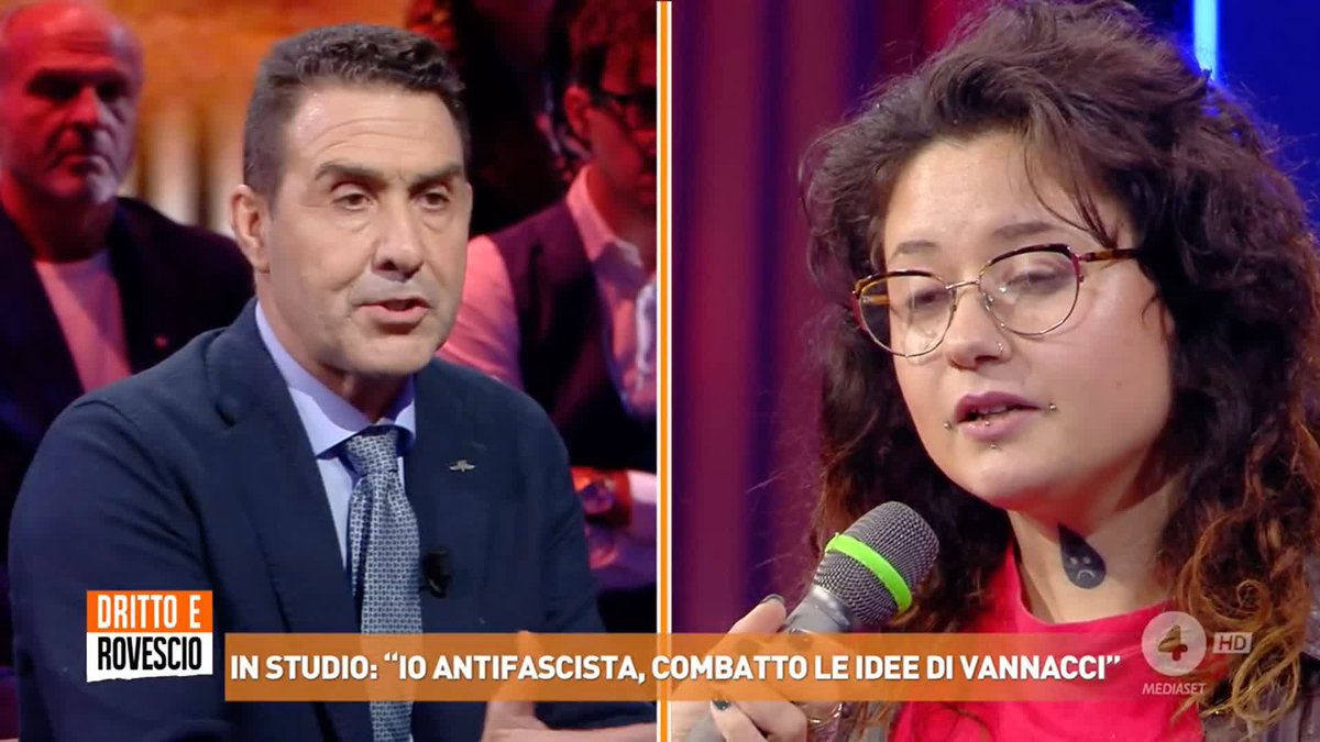 "Lo vada a dire al cugino di mia nonna, morto ad Auschwitz perché partigiano, deportato dai fascisti di Mussolini, che Mussolini era uno statista!" Francesca, studentessa e attivista di sinistra, a #drittoerovescio