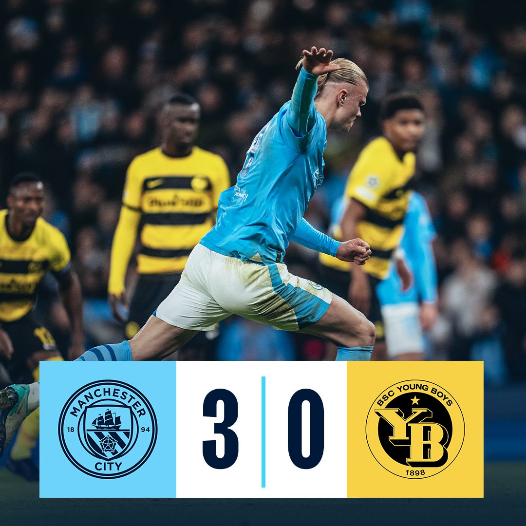 #OnThisDay: #ManCity 3-0 Young Boys [2023] ⚽️ [23' P, 51'] Erling Haaland ⚽️ [45+1'] Phil Foden