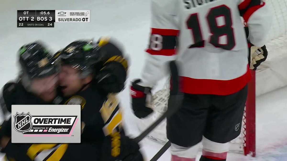 With six seconds left in the extra frame, the Boston Bruins win in Energizer overtime 🔥