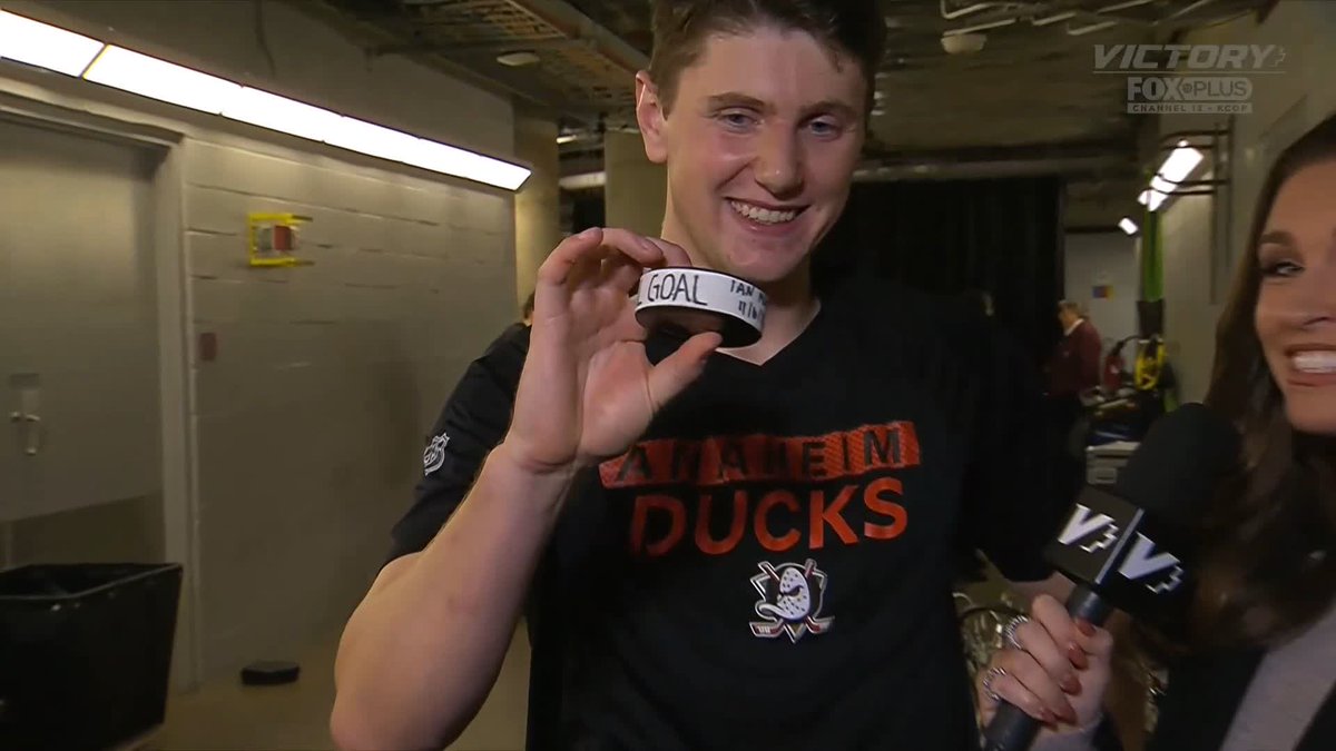 "It's something you dream about as a kid. Just fortunate to play with great players" Ian Moore talks with Aly Lozoff about scoring his first NHL goal with his dad in the stands🥹 #FlyTogether | Anaheim Ducks
