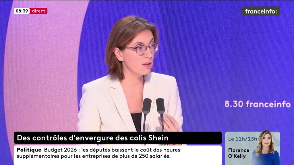 🔴 La ligne du RN ➡️ "Des députés du RN ont exprimé le fait qu’ils seraient contre la taxe sur les petits colis. On a un parti qui nous dit que son enjeu, c’est la préférence nationale. Quand il s’agit de l’économie, j’appelle ça la trahison nationale", lance Amélie de Montchalin
