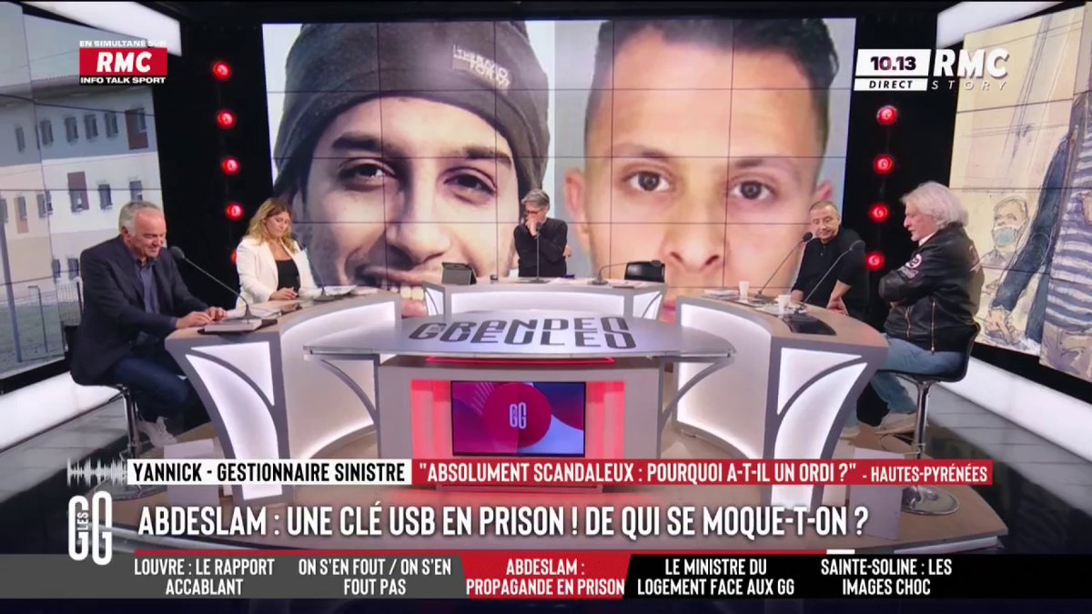 🚨 Salah Abdeslam, censé être à l’isolement, détient une clé USB et consulte des vidéos islamistes. 📞 Yannick, au 3216 : "Comment peut-il avoir accès à un ordinateur ? Il devrait être entre 4 murs, une fenêtre de 10 sur 10, au pain sec et à l'eau." #GGRMC