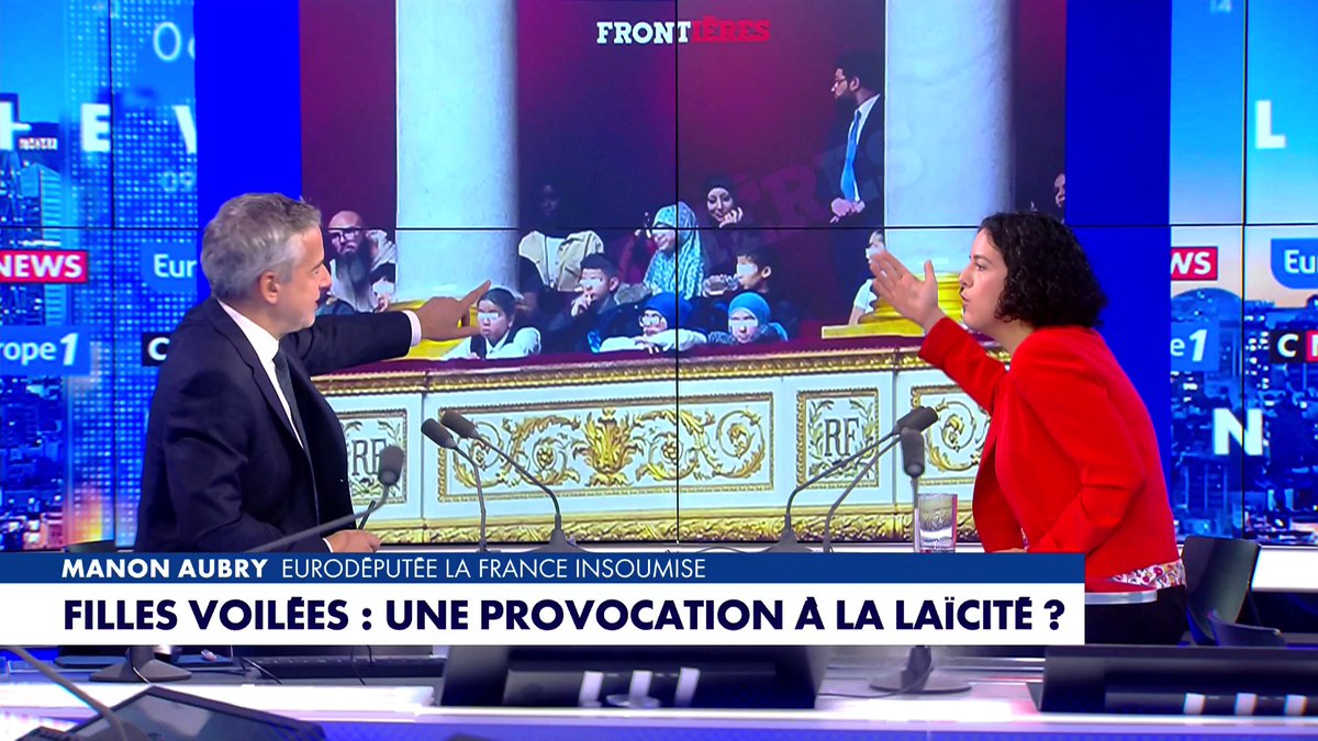 L’eurodéputée LFI, Manon Aubry, sur la présence de jeunes femmes portant le voile dans les tribunes de l’Hémicycle : «On emmerde des jeunes femmes pour un bout de tissu», dans #LaGrandeInterview