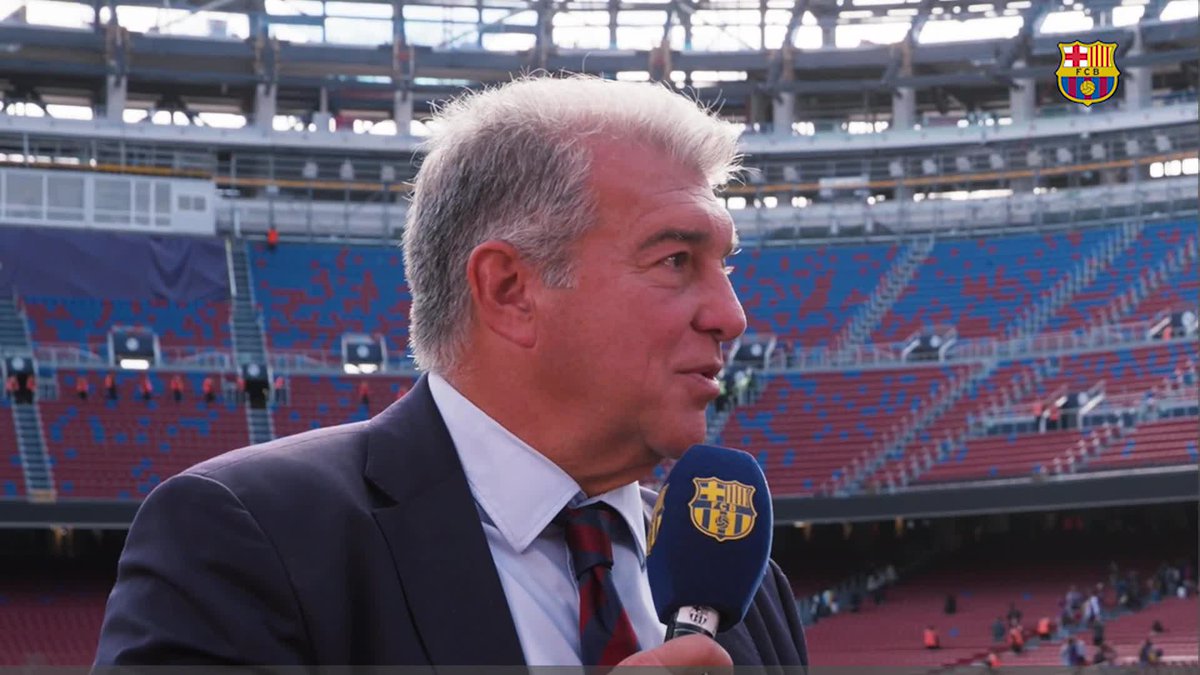 L'emoció del President Joan Laporta Estruch després de viure el primer entrenament a l'Spotify Camp Nou