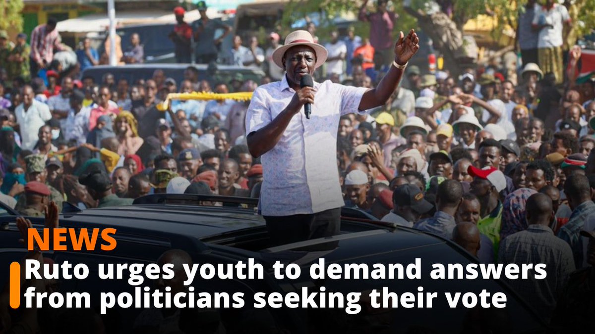 Ruto urges youth to demand answers from politicians seeking their vote
