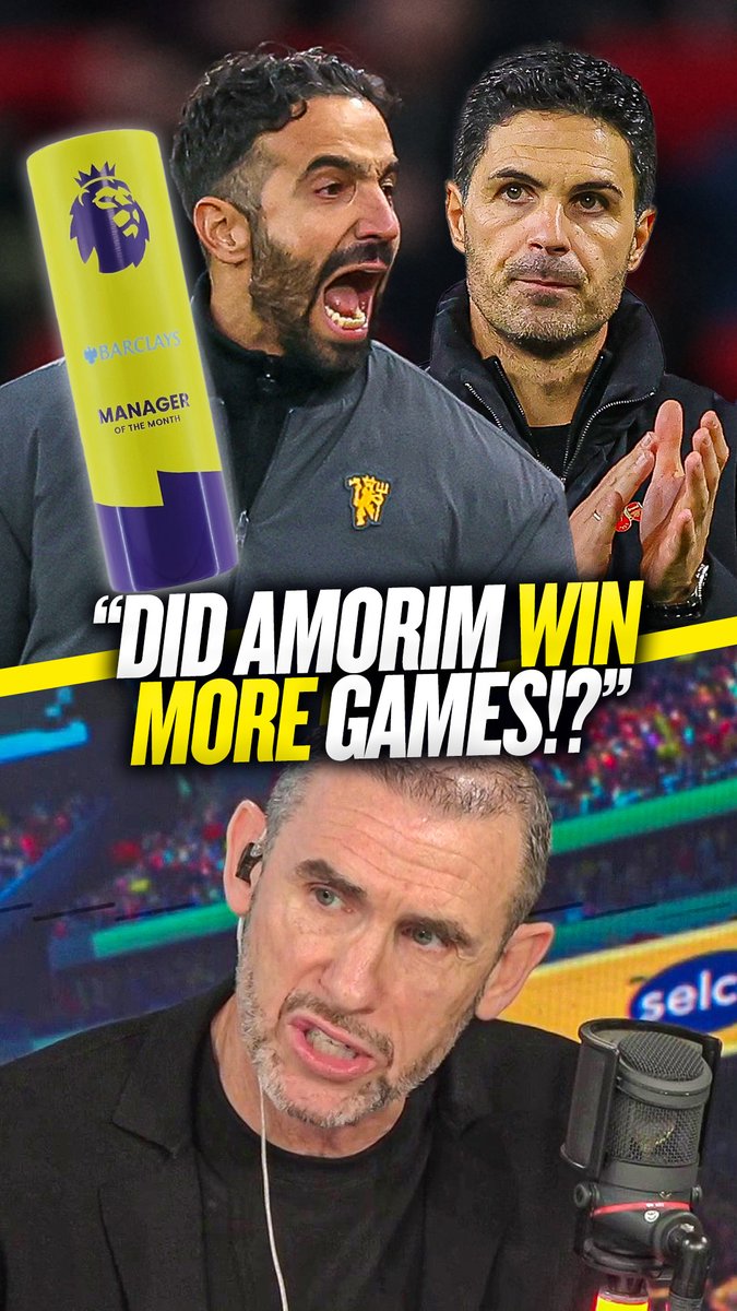 🤔 "Did Amorim win more games...?" Martin Keown reacts to #MUFC's Ruben Amorim winning Premier League Manager of the Month ahead of #AFC's Mikel Arteta! 👀