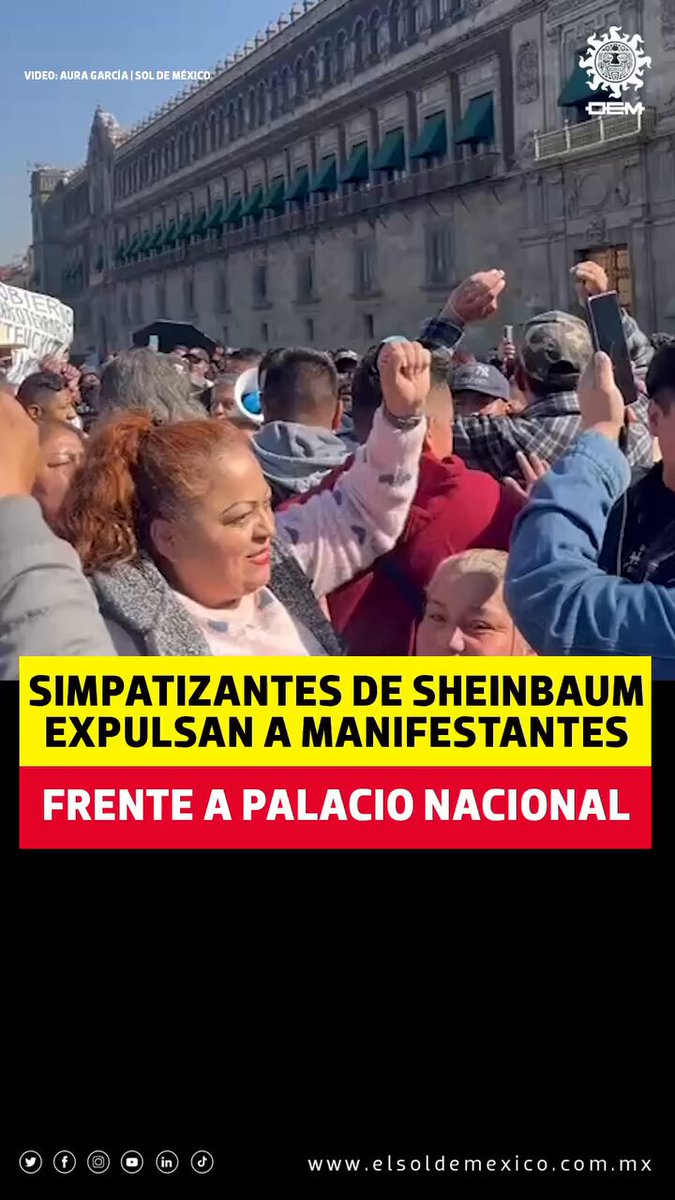 🔴 Simpatizantes de la Presidenta Claudia Sheinbaum Pardo aplastan a los 5 pendejos que gritaban “No a la dictadura” frente a Palacio Nacional, Esto mientras al interior del recinto se lleva a cabo la visita de Estado del presidente francés Emmanuel Macron.