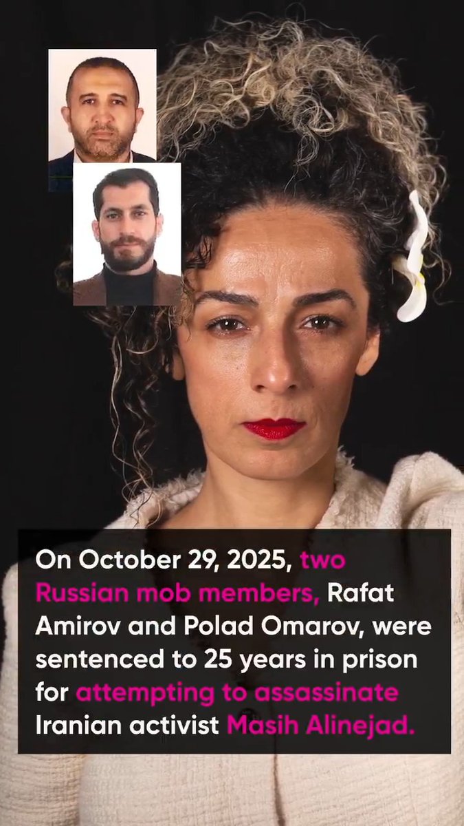 Two Russian mafia members have each been sentenced to 25 years in prison for attempting to assassinate Iranian dissident Masih Alinejad 🏳️ in New York in a plot orchestrated by the Iranian regime. The attempt failed. Masih survived. Her voice remains as powerful as ever.