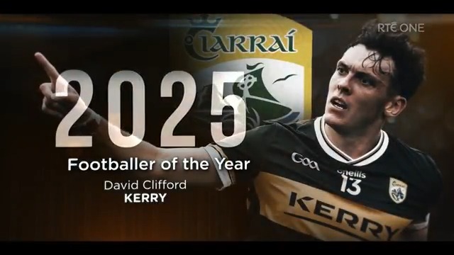 Kerry's David Clifford has been named PwC 2025 Footballer of the Year. #rtegaa #gaaallstars 📺 RTE 1 &amp; @rteplayer 📱 Follow a live blog: