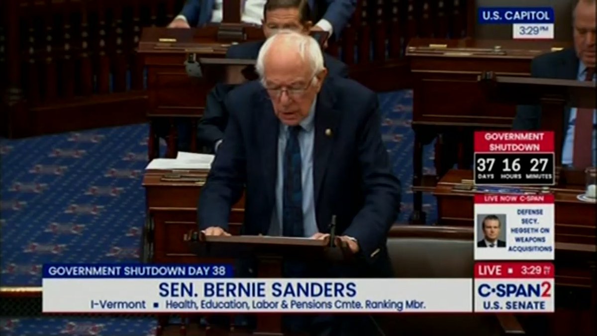 Sen. Sanders: The cause of this shutdown is not complicated. For the first time ever, the majority party in the Senate is refusing to negotiate. It is their way or the highway. And to make the situation even more absurd, you got a Speaker of the House who has now given his members a six-week paid vacation. If that doesn't tell you everything you need to know about whether Republicans are willing to negotiate, I don't know what will.