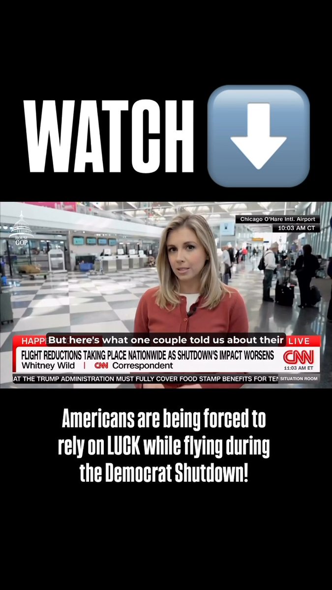 With 700 flights canceled today as a result of the Democrat Shutdown, Americans are forced to rely on LUCK to reach their destination. Senate Democrats can end the madness TODAY by reopening the government!