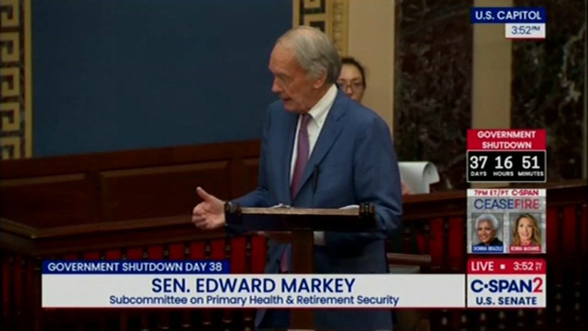 Sen. Markey: Last weekend, I met with Jeff, who is fighting stage 4 lung cancer. He pays $35,000 a year for an affordable care health care plan. If he can't keep that insurance plan, he will have to pay $300,000 a year. Jeff does not have $300,000. These people are afraid, and they're angry.