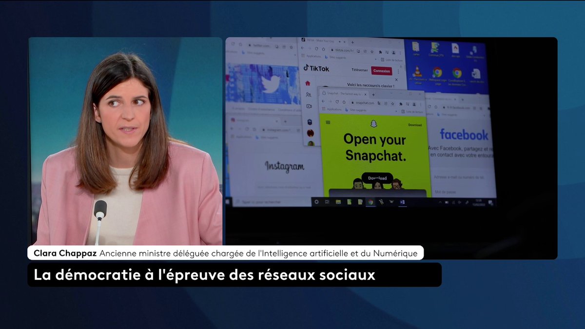 🔴 "Les réseaux sociaux sont des entreprises commerciales, pas des espaces d’information. Leurs algorithmes, très pervers, rendent les jeunes addicts et fragilisent notre démocratie", alerte Clara Chappaz, ex-ministre du Numérique, à quelques mois des municipales. #canal16