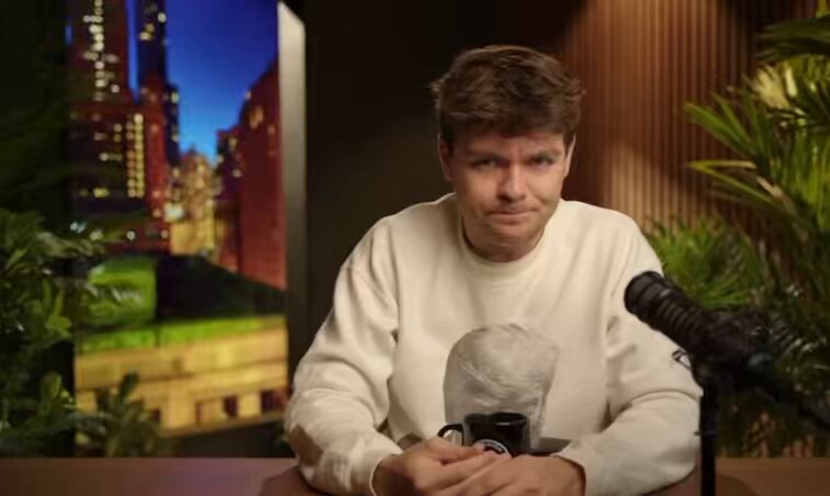 One week after Charlie Kirk’s memorial, Nick Fuentes did an entire stream making fun of her tribute to her murdered husband. “The big speech, full face of make up, costume, ‘I forgive him’ boo hoo boo hoo.” Why didn’t Tucker ask Nick about this?