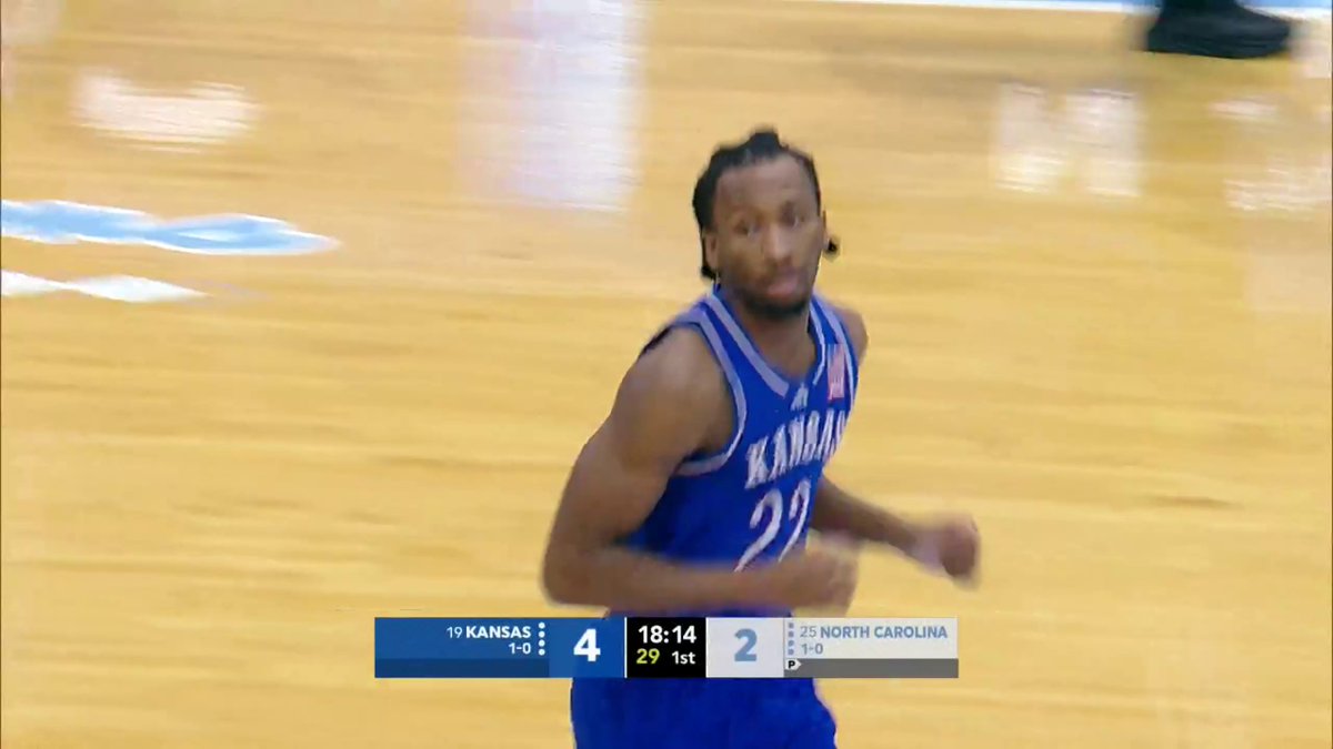 Freshmen Caleb Wilson and Darryn Peterson starting EARLY 🔥 Watch No. 19 Kansas and No. 25 North Carolina NOW on ESPN and the ESPN app 🍿