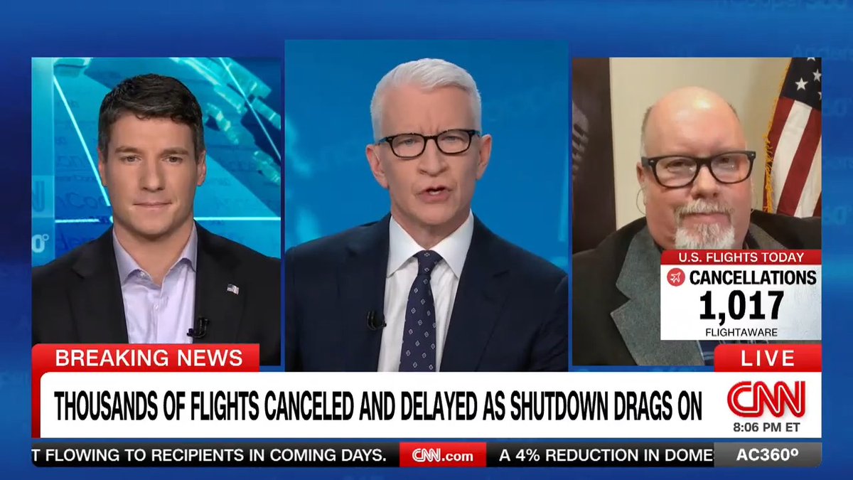 The FAA "implementing this 10% mandated cutback on flights is just another way to inflict that pain upon the American public": Retired air traffic controller of 32 years, David Riley, on the flight cancellations at 40 airports amid the shutdown.