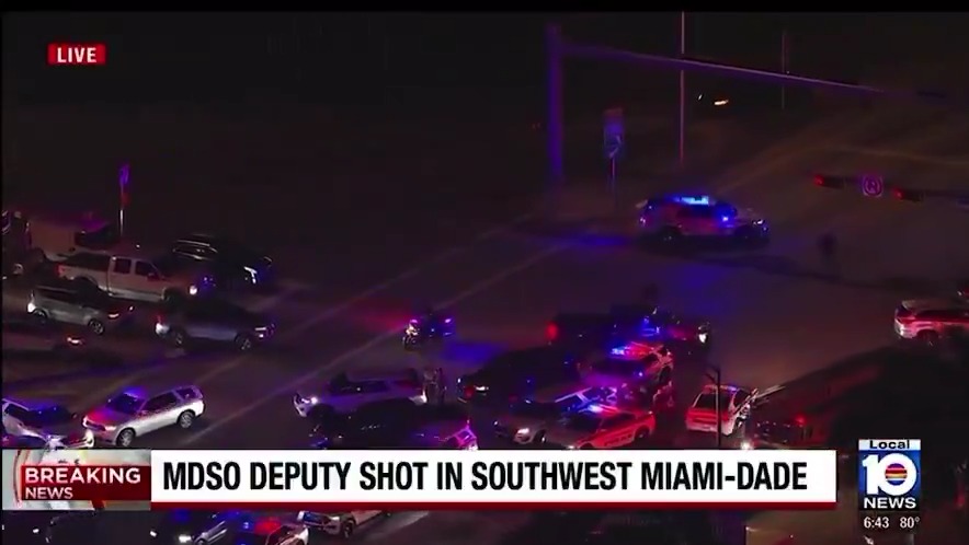 Special alert: 🚨 A Sheriff’s deputy has been hit by a bullet in the neck as part of a targeted attack in Kendall, Florida. Please keep the Miami-Dade officer in your prayers tonight, it’s serious. 🙏🏻