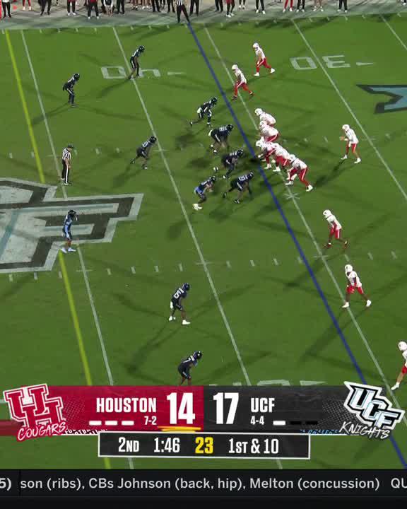 SPACE GAME MAYHEM 😱 Both Houston Football and UCF Football have recorded a pick-six after Phillip Dunnam's 43-yard interception return... and it's only the first half. #Big12FB | 📺 FOX College Football
