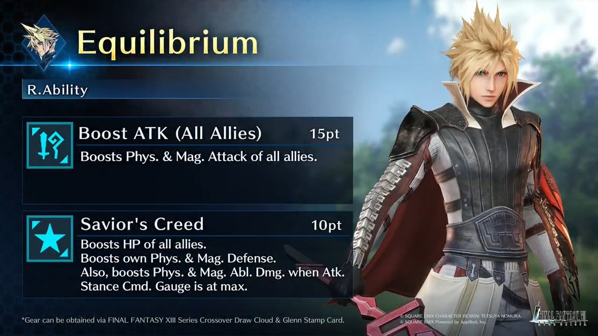 Check out Cloud's Equilibrium! Get this Cloud-Exclusive Gear from FINAL FANTASY XIII Series Crossover Draw Cloud &amp; Glenn on the Stamp Card! #FF7EC #FF7EverCrisis #FF7