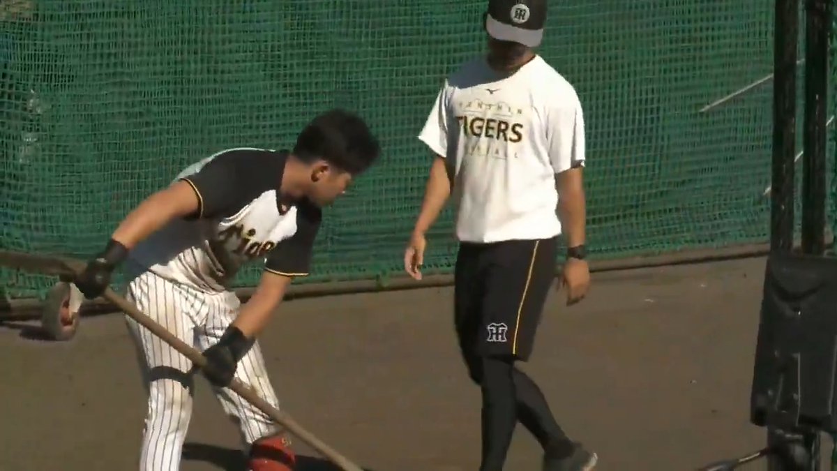 【安芸】 豪快なフルスイングを披露する中川選手!トンボがけは丁寧に♪ #hanshin #虎テレ #阪神タイガース #秋季キャンプ 虎テレでは秋季キャンプをライブ配信
