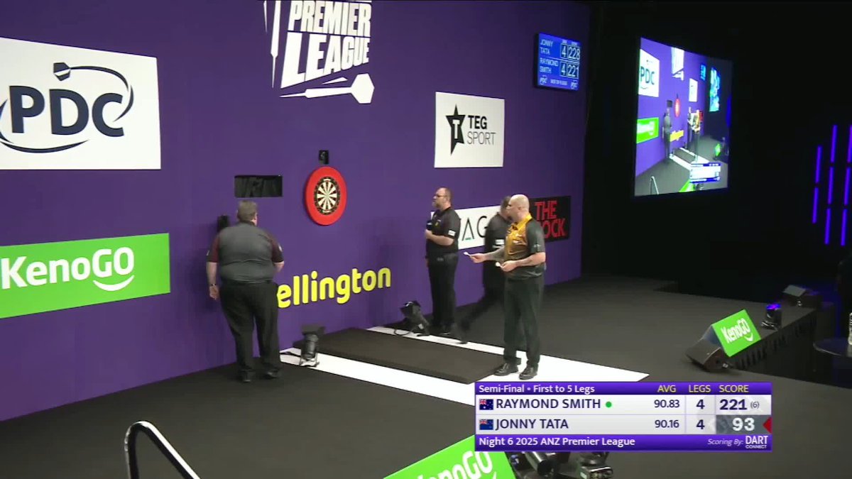 TATA SURVIVES MATCH DARTS TO BEAT SMITH! Jonny Tata is through to his home final in Wellington after coming from behind to beat Raymond Smith 5-4 in a thriller. Up next: Simon Whitlock v Tim Pusey. 📺 #ANZPL | SF1