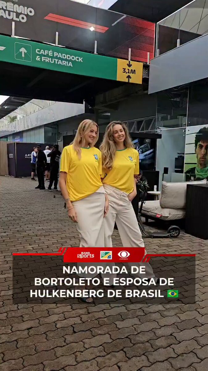 🎥 | NOSSAS SAUBER GIRLS!! 💚💛 Isabella e Eglé, namorada de Bortoleto e esposa de Hulkenberg, com suas camisas do Brasil!! 🇧🇷✨ © esportenaband no Instagram