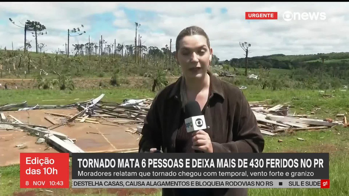 O homem que morreu em Guarapuava, no Oeste do Paraná, durante a passagem do tornado, era um agricultor que morava num assentamento. Oito pessoas ficaram feridas no local, que ficou destruído. ➡ Assista à #GloboNews: