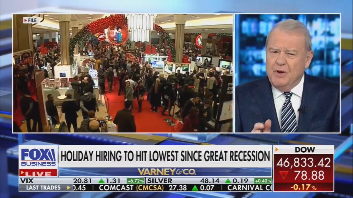 “This year's holiday hiring is going to be at the lowest level in 15 years.” Great work, Donald J. Trump.