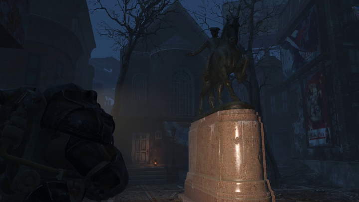 Next up in our recon mission is surveying the site of the Old North Church. Danse moves in to judge what exactly is going on with this symbolic landmark.